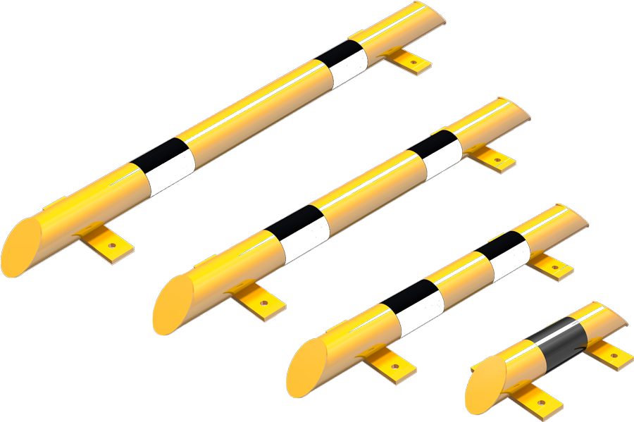Anfahrschutz, Stahl-Winkel, kunststoffbeschichtet gelb/schwarz, Höhe 400  mm, Stärke 6 mm, Querschnitt 160 mm - Storjohann Shop