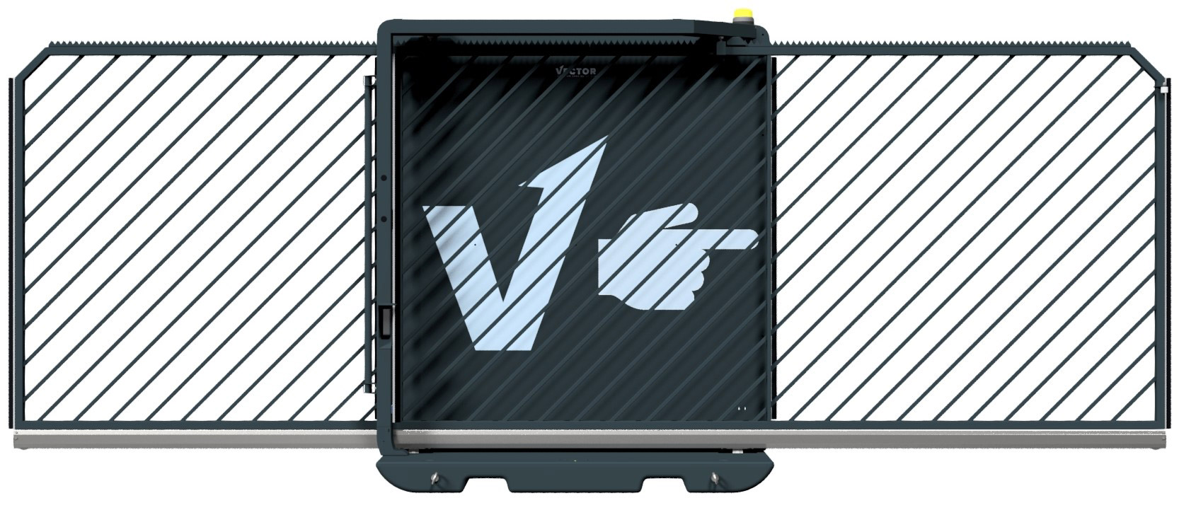 Schake Vector V-Gate-Simple tiefschwarz - Lichtschranke - Bauzaunmodul Schiebetor mobil mit Plattform zur Geländesicherung - RAL 9002 pulverbeschichtet mit Lichtschranke (SK-VPSE23SOB0316) Bild-01