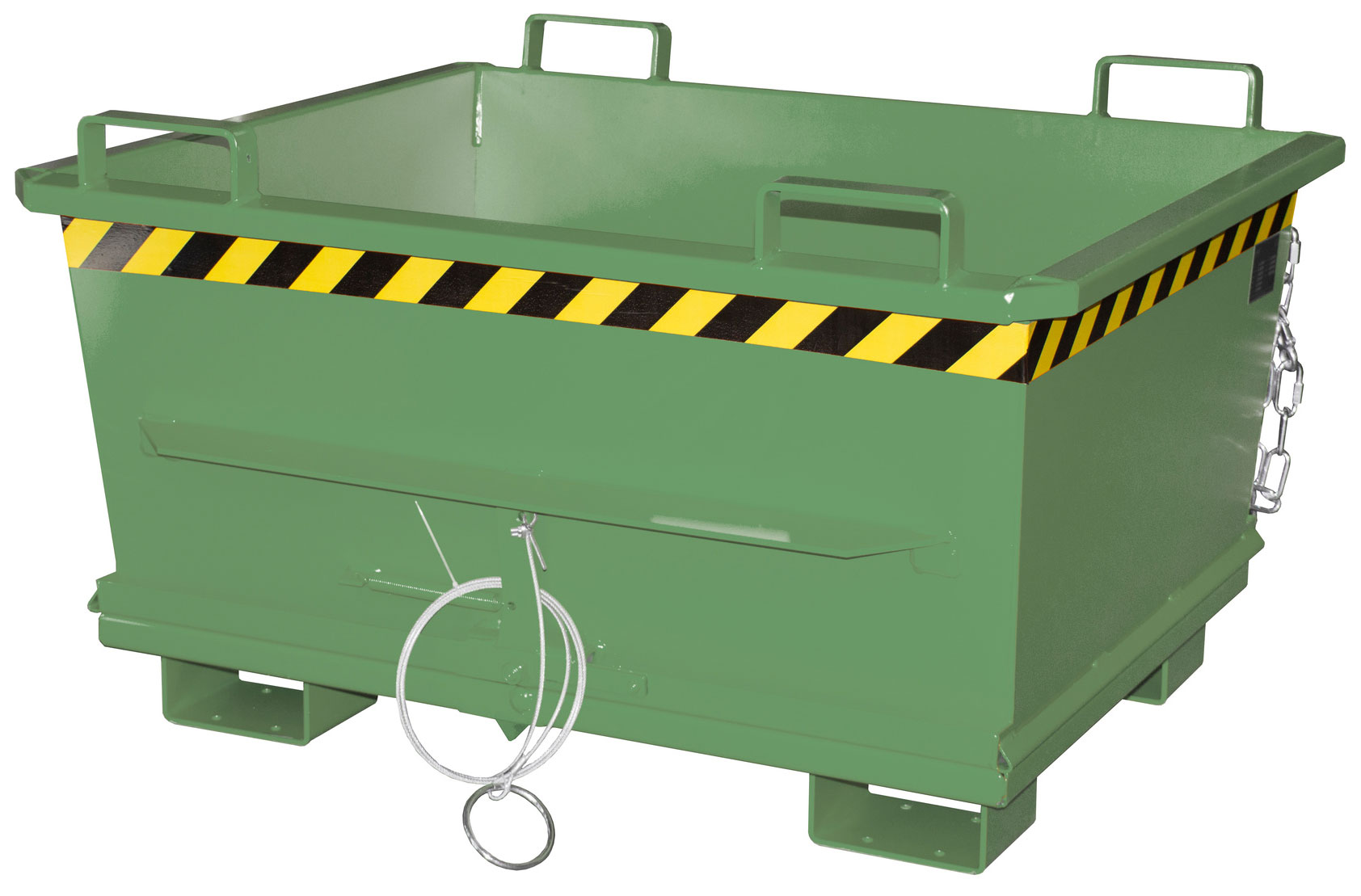 Bauer Klappbodenbehälter BKB-500 - RAL 6011 Transportbehälter 500 Liter für Stapler - Container mit Klappboden resedagrün pulverbeschichtet (BA-4417-18-0000-4) Bild-01