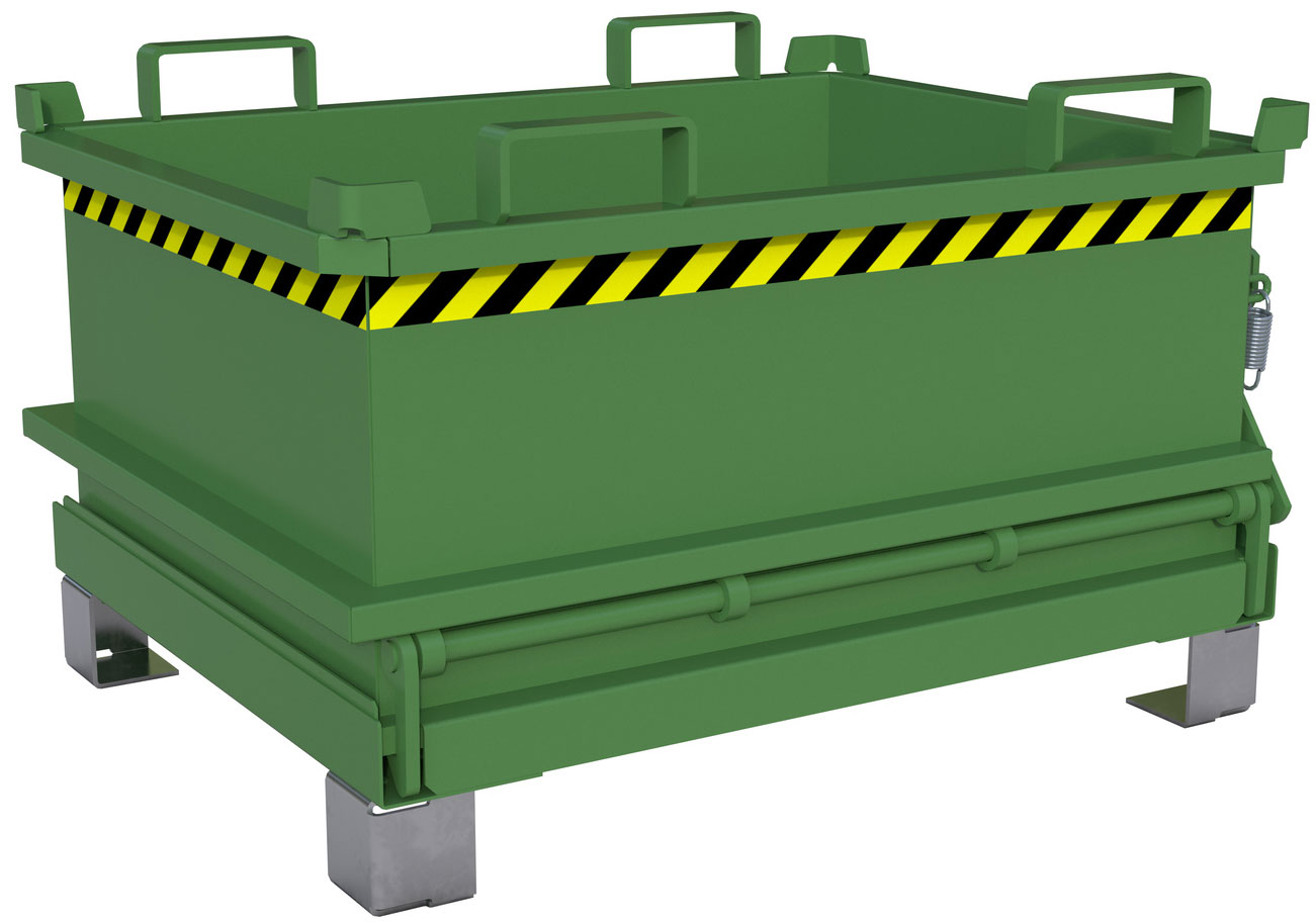 Bauer Mini-Klappbodenbehälter MSB-250 - RAL 6011 Transportbehälter 240 Liter für Stapler - Container mit Klappboden resedagrün pulverbeschichtet (BA-4417-11-0000-4) Bild-01