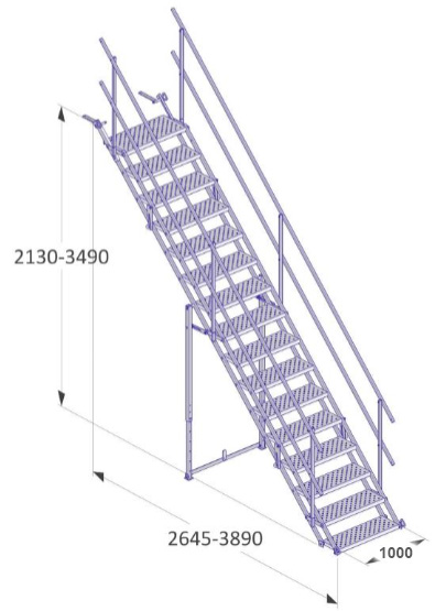 Schake Bautreppe - 1000 mm breit - 16 Stufen