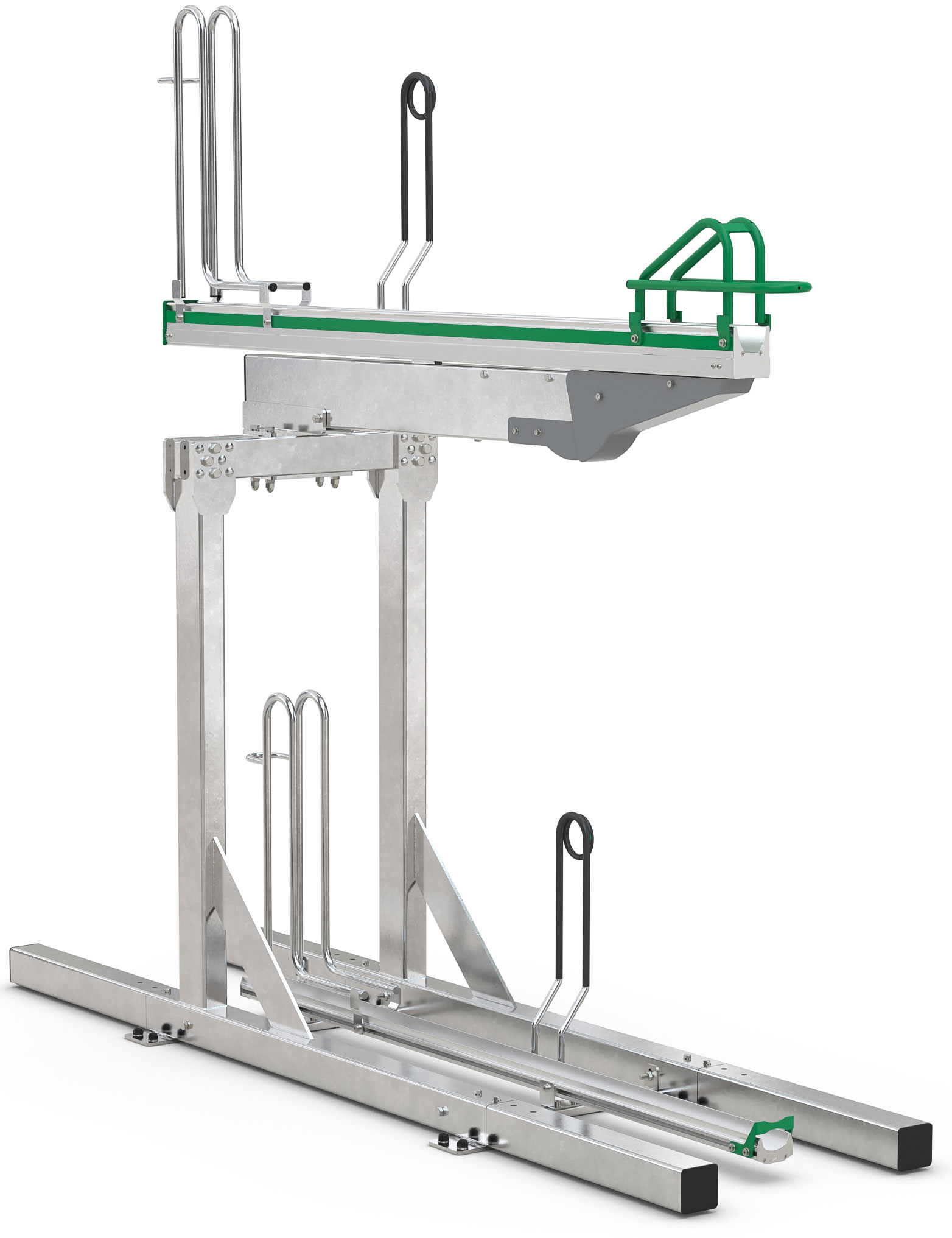 WSM Fahrradständer Doppelstockparker BikeHub Stahl - Premium 1|02 Doppelstockparksystem mit Hoch- und Tiefeinstellung einseitig befahrbar - Bügelparker Stahl verzinkt (WSM-105600052) Bild-01