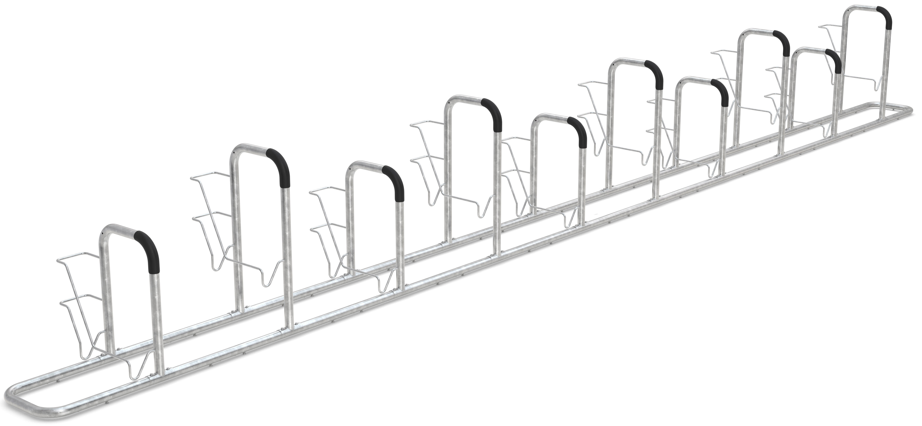 WSM Fahrradständer Anlehnbügel 6010 Stahl - 10 Einstellplätze Fahrradanlehnsystem einseitig befahrbar - Bügelparker Stahl verzinkt  (WSM-105800164) Bild-01