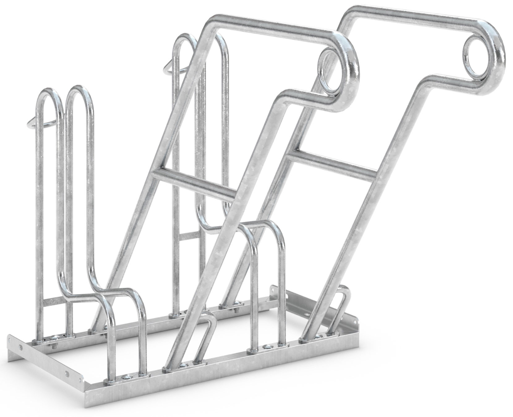 WSM Fahrradständer Anlehnbügel 4602 Stahl - 2 Einstellplätze Anlehnparker mit Befestigungsösen einseitig befahrbar - Radabstand 500 mm - Bügelparker Stahl verzinkt  (WSM-105800065) Bild-01