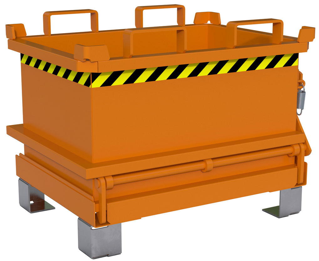 Bauer Mini-Klappbodenbehälter MSB-150 - RAL 2000 Transportbehälter 130 Liter für Stapler - Container mit Klappboden gelborange pulverbeschichtet (BA-4417-10-0000-1) Bild-01