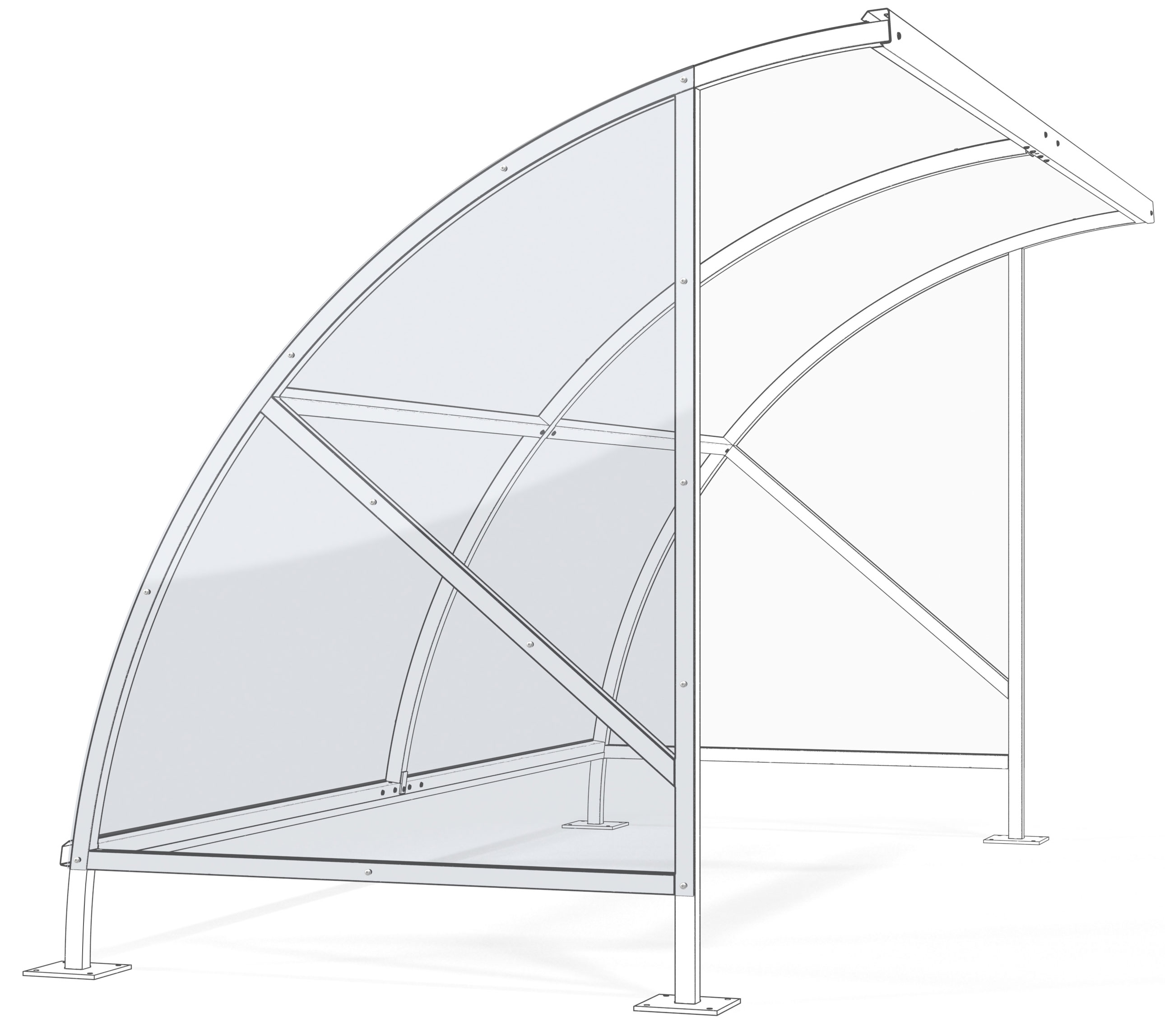 WSM Überdachung Bamberg - Seitenwand Polycarbonat links Wandelement Seite links für Unterstand Bamberg aus Polycarbonat transparent hell (WSM-102100344) Bild-01