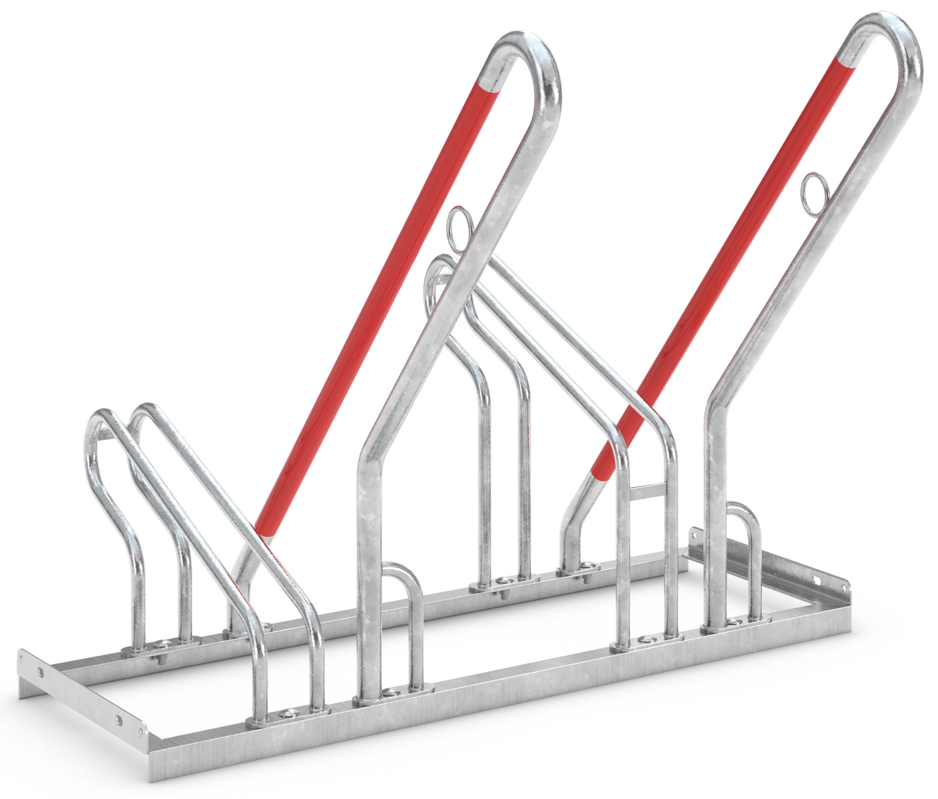 WSM Fahrradständer Anlehnbügel 2502 XBF Stahl - 2 Einstellplätze Anlehnparker mit Befestigungsösen einseitig befahrbar breit - Radabstand 500 mm - Bügelparker Stahl verzinkt  (WSM-105700138) Bild-01