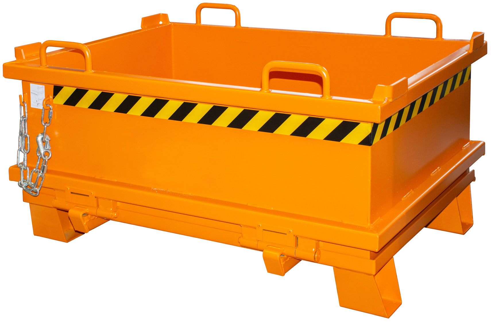 Bauer Klappbodenbehälter SB-500 - RAL 2000 Transportbehälter 500 Liter für Stapler - Container mit Klappboden gelborange pulverbeschichtet (BA-4417-13-0000-1) Bild-01