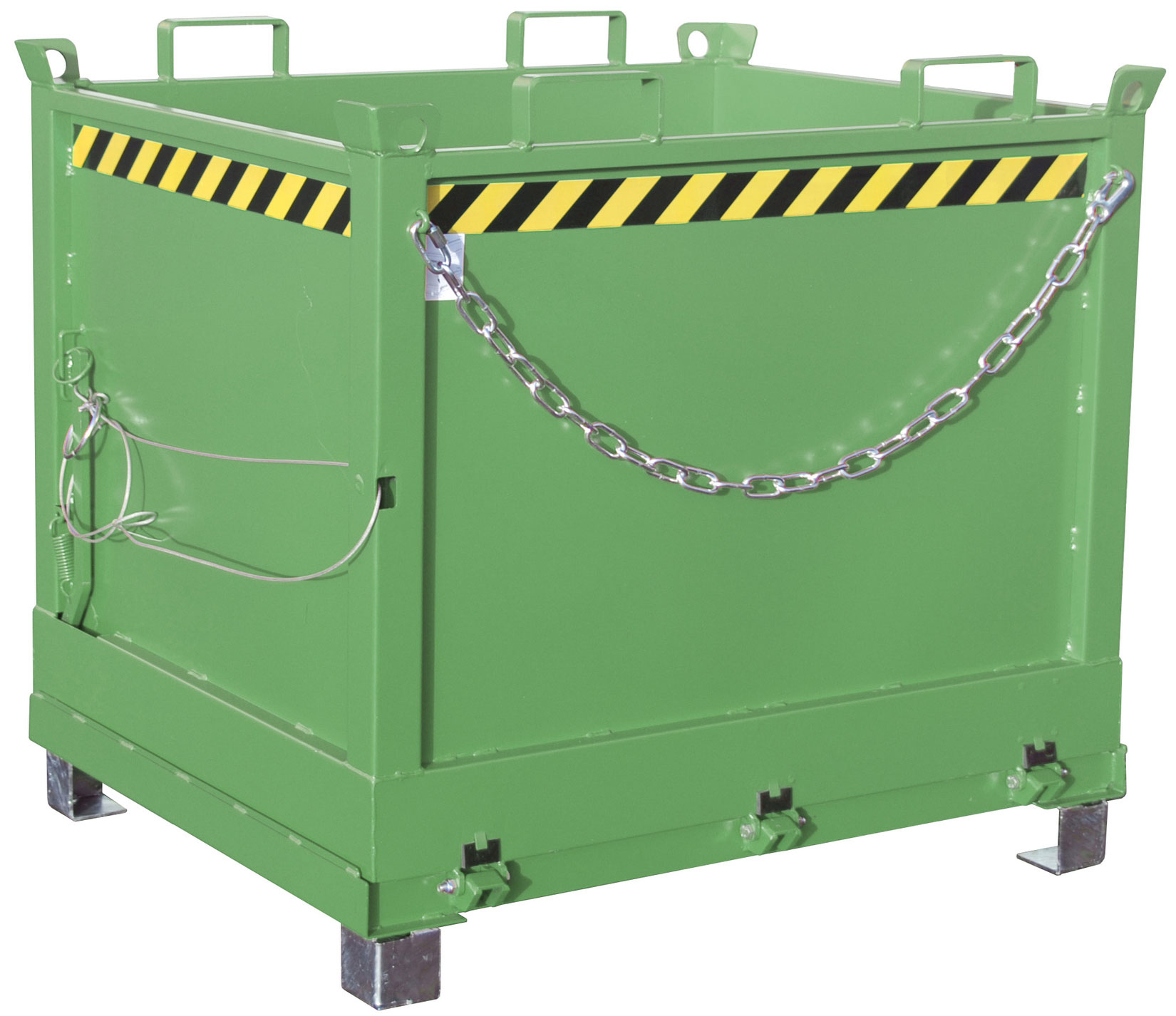 Bauer Klappbodenbehälter FB-1000 - RAL 6011 Transportbehälter 1000 Liter für Stapler - Container mit Klappboden resedagrün pulverbeschichtet (BA-4417-33-6000-4) Bild-01