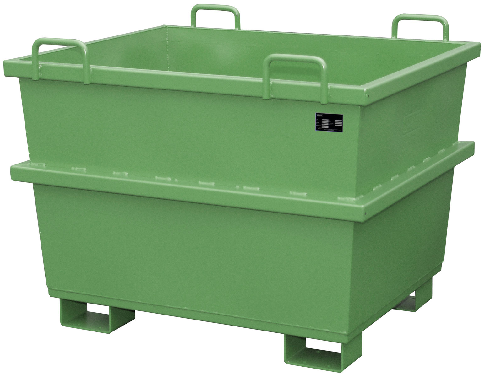 Bauer Stapelcontainer UC-750 - RAL 6011 Stapelbehälter 750 Liter für Stapler und Kran - Schuttmulde resedagrün pulverbeschichtet (BA-4472-08-0000-4) Bild-01