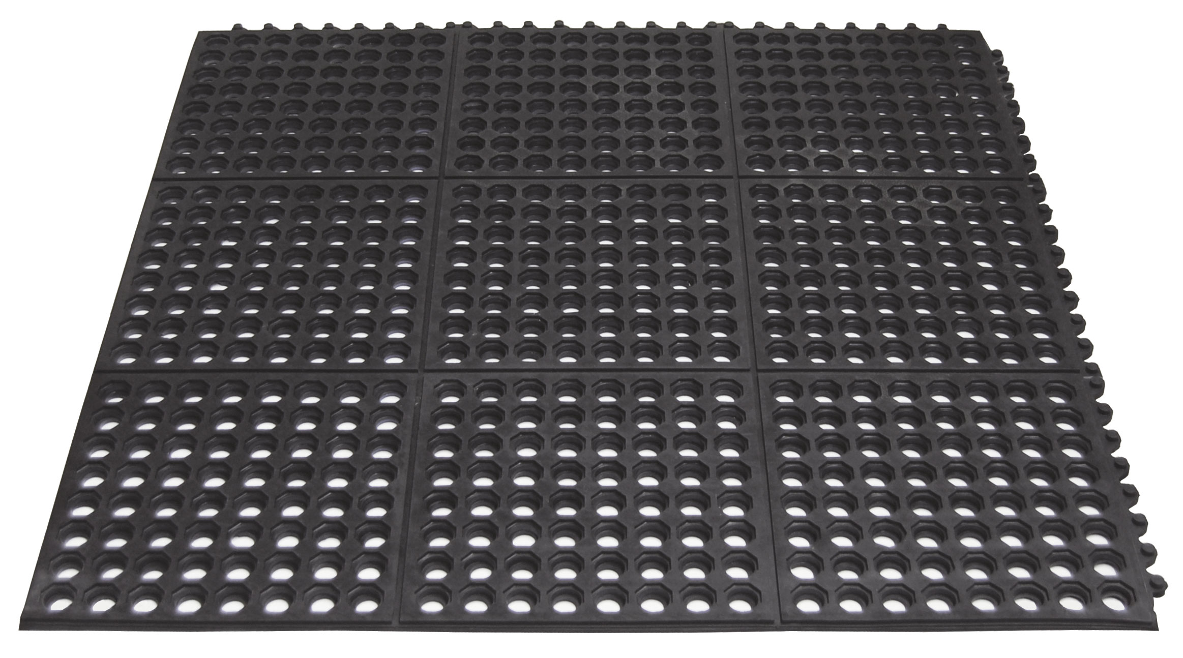 Miltex Arbeitsplatzmatte Yoga Octa Basic schwarz - 900 x 900 x 15 mm Arbeitsmatte Kautschuk rutschhemmend für den Trockenbereich | durchbrochene Oberfläche - Bodenmatte fertig konfiguriert (MT-16030) Bild-01