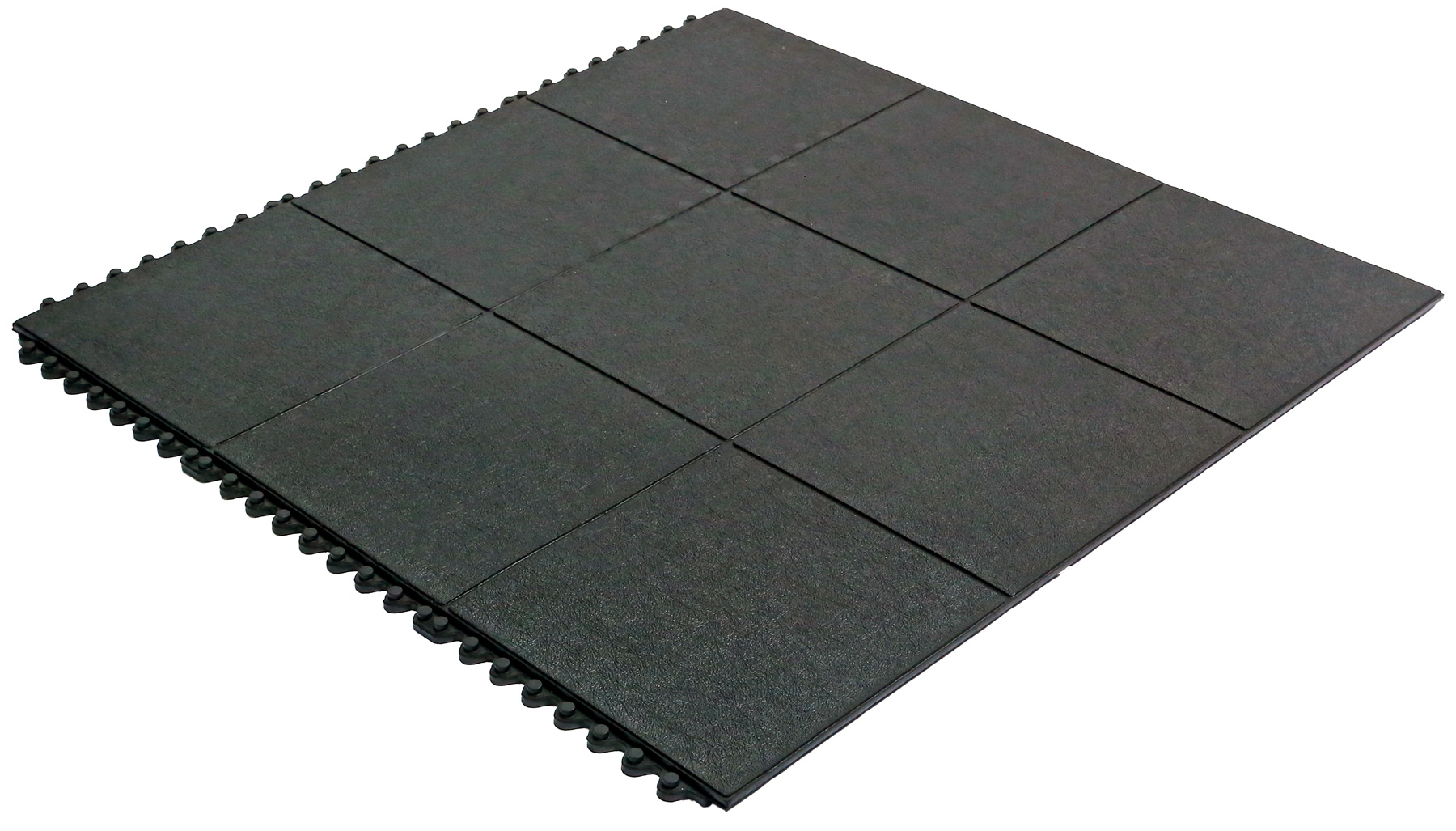 Miltex Arbeitsplatzmatte Yoga Solid Basic schwarz - 900 x 900 x 17 mm Arbeitsmatte Kautschuk rutschhemmend für den Trockenbereich | geschlossene Oberfläche - Bodenmatte fertig konfiguriert und modular (MT-16020) Bild-01