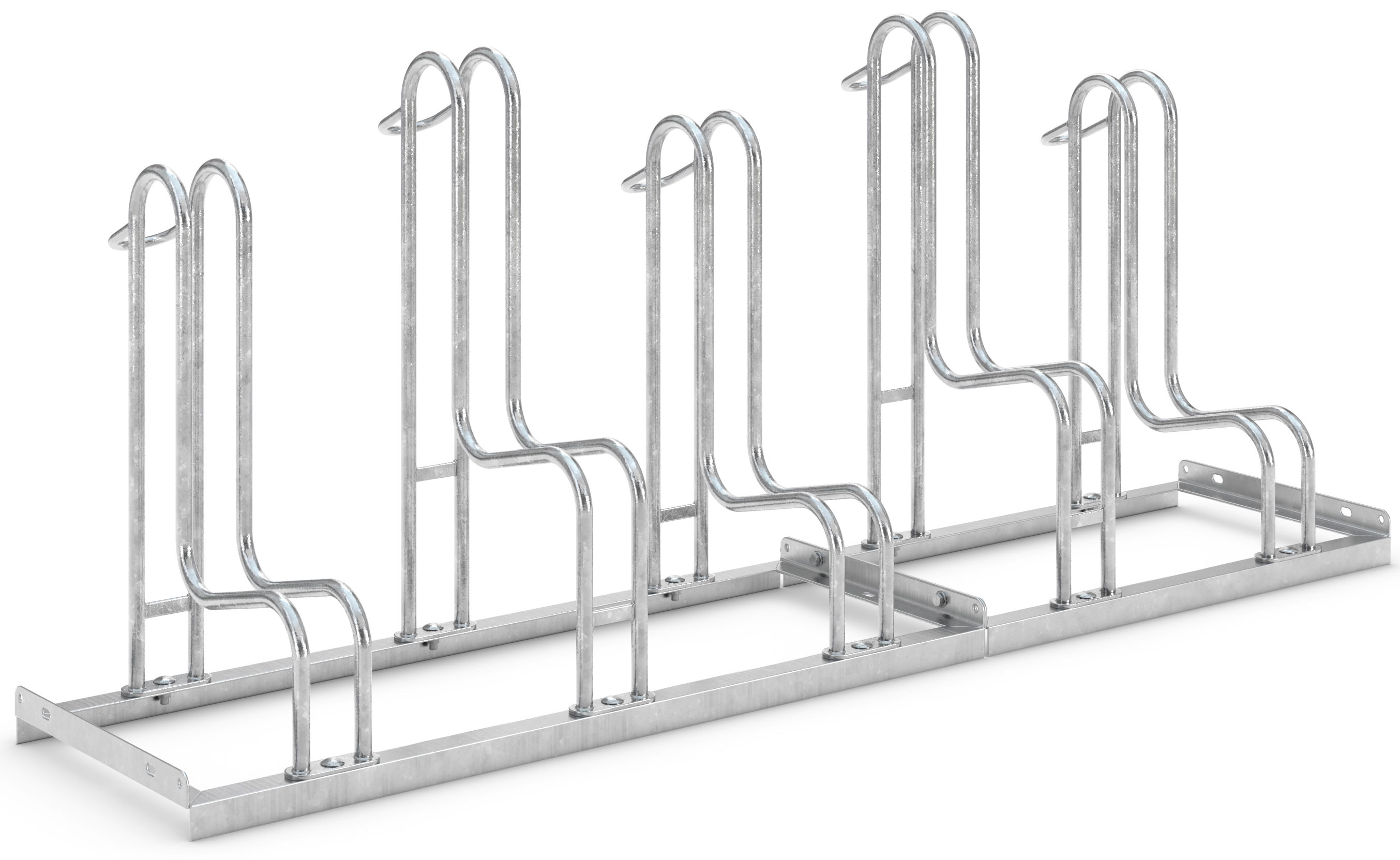 WSM Fahrradständer Standparker 4055 Stahl - 5 Einstellplätze Fahrradparker zweiseitig befahrbar schmal - Radabstand 350 mm - Bügelparker Stahl verzinkt  (WSM-105800005) Bild-01