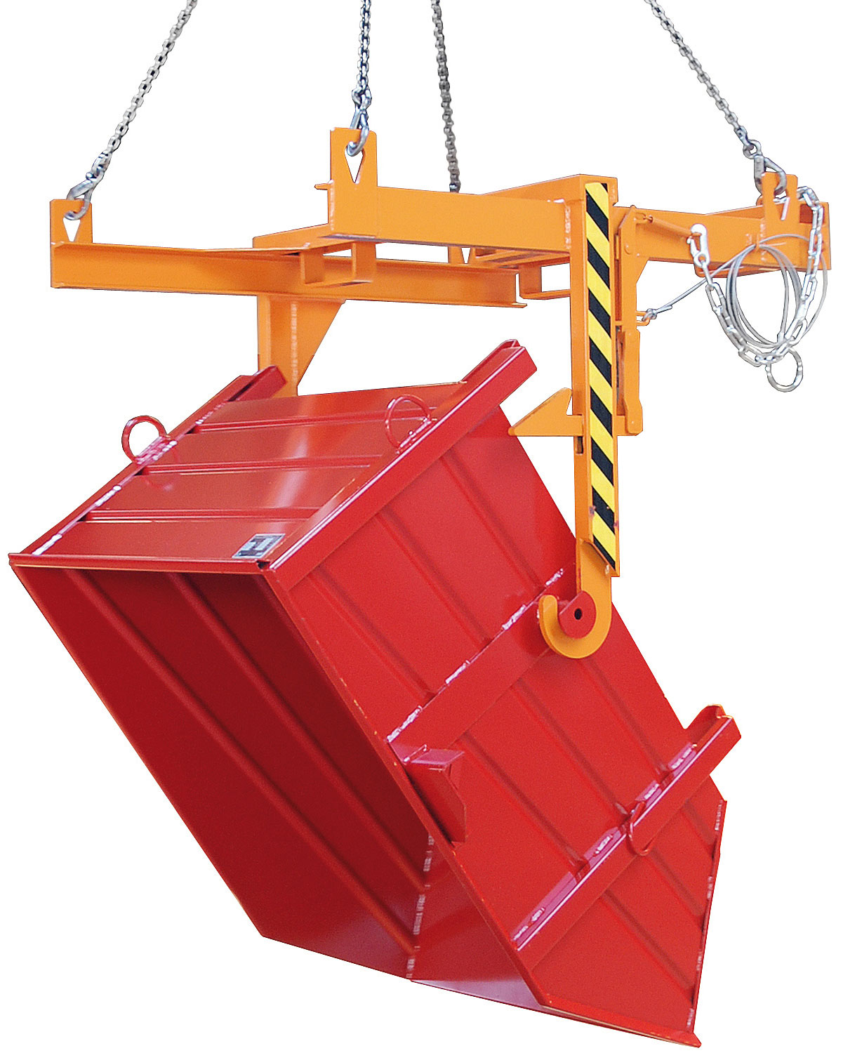 Bauer Baustoffbehälter Traverse BBT - RAL 2000 Kippvorrichtung mechanisch für Container 1000 Liter - Kipptraverse gelborange pulverbeschichtet (BA-4511-08-0000-1) Bild-01