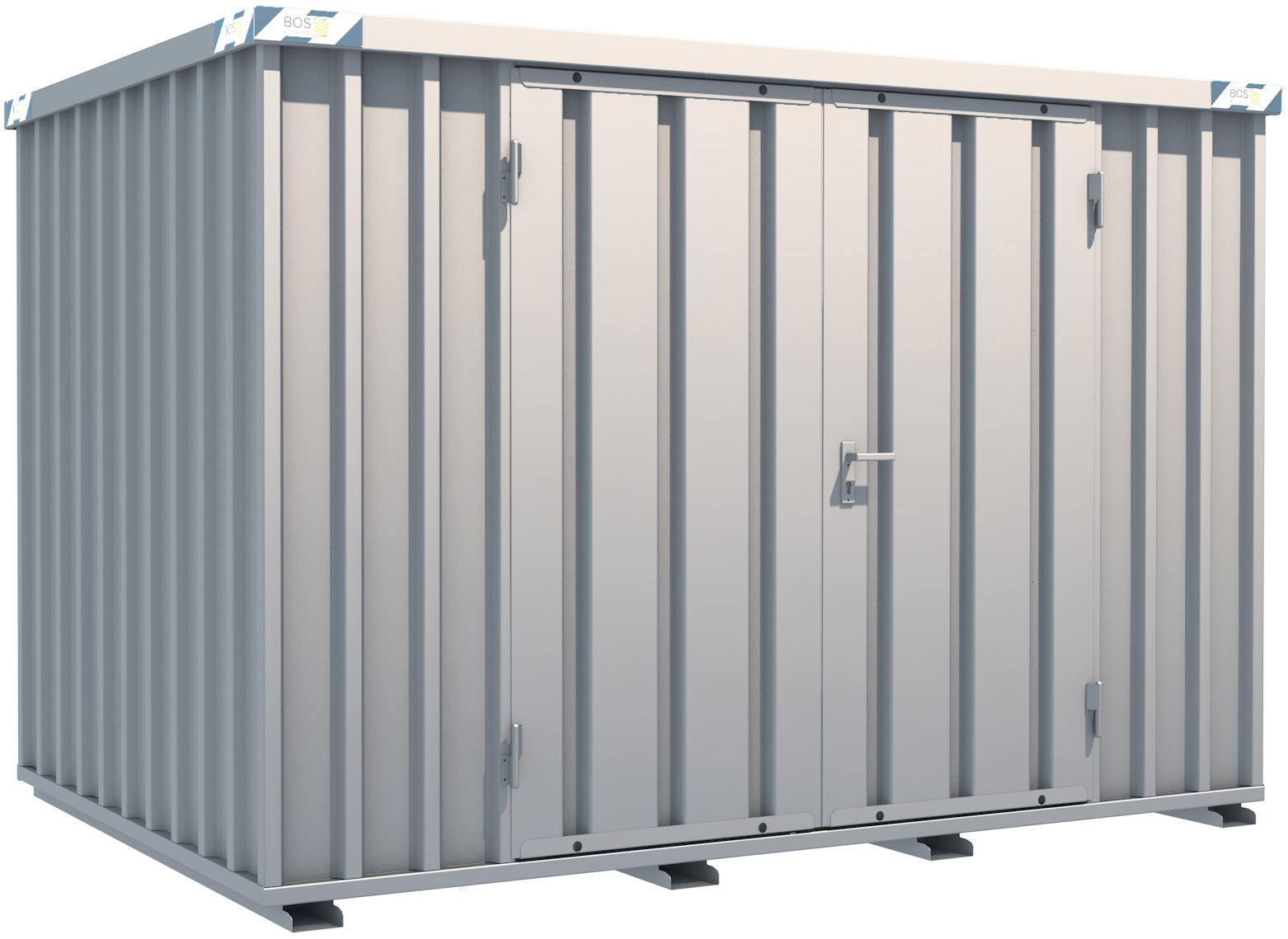 BOS Schnellbaucontainer 3100 x 2100 x 2100 mm - 2-flügelige Tür auf 3 m Seite Lagercontainer mit Tür 1750 x 1890 mm - Materialcontainer 3x2 m Serie SC3000+ unmontiert (BOS-SC3000-3x2-LZ) Bild-01