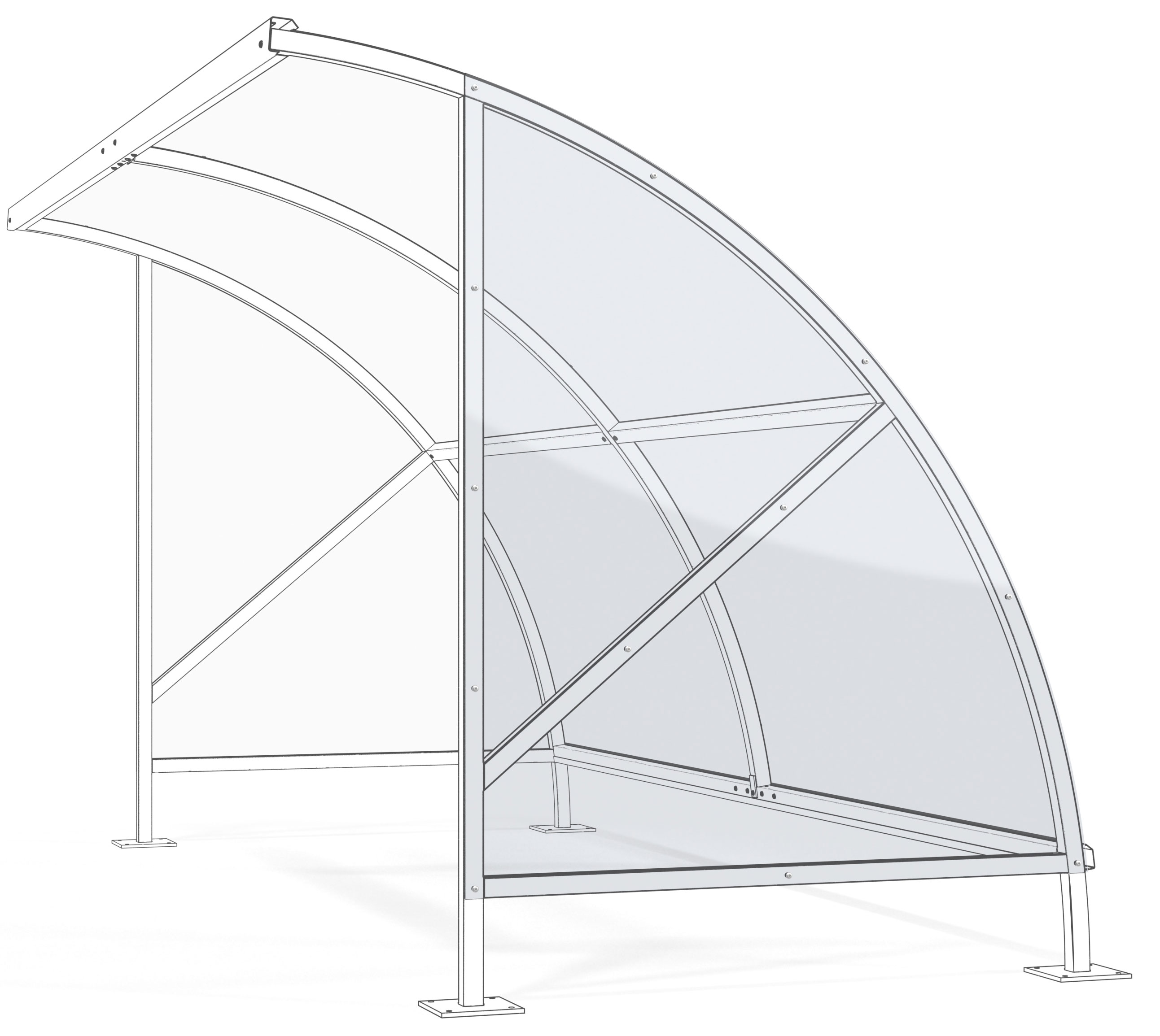 WSM Überdachung Bamberg - Seitenwand Polycarbonat rechts Wandelement Seite rechts für Unterstand Bamberg aus Polycarbonat transparent hell (WSM-102100343) Bild-01